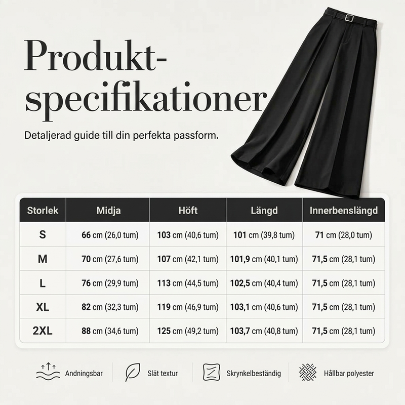 📢🎉50 % rabatt!!!🛍️✨Eleganta, vidskurna dambyxor med fall