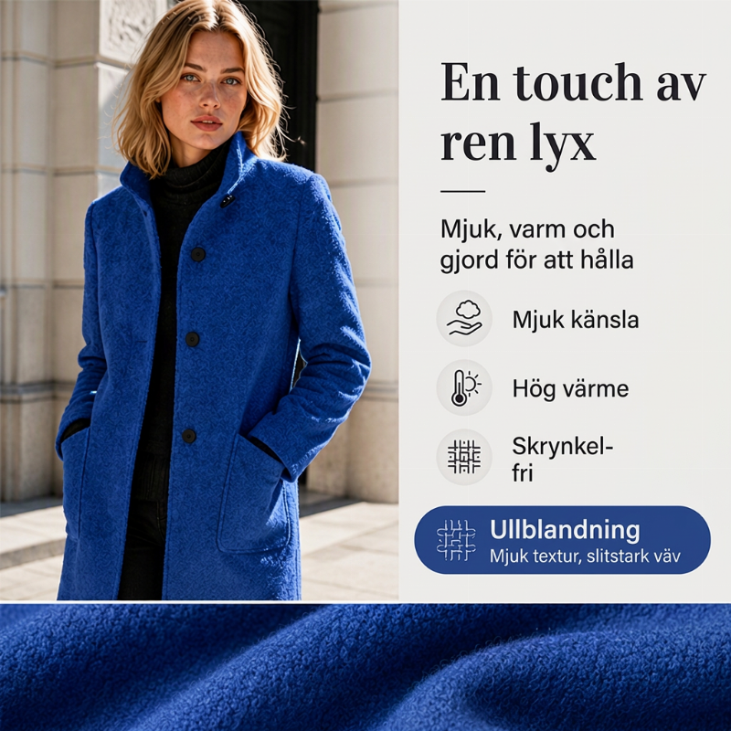 Kvinnors ullkappa i vintage-stil med ståndkrage