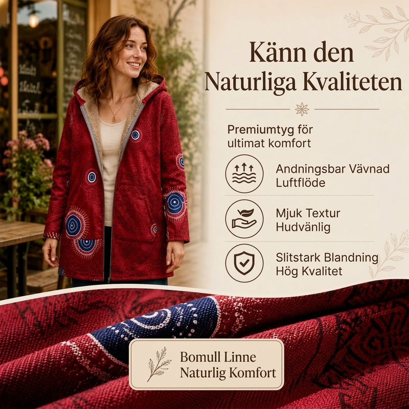 Kvinnors vintage-kappa med bladmönster och huva