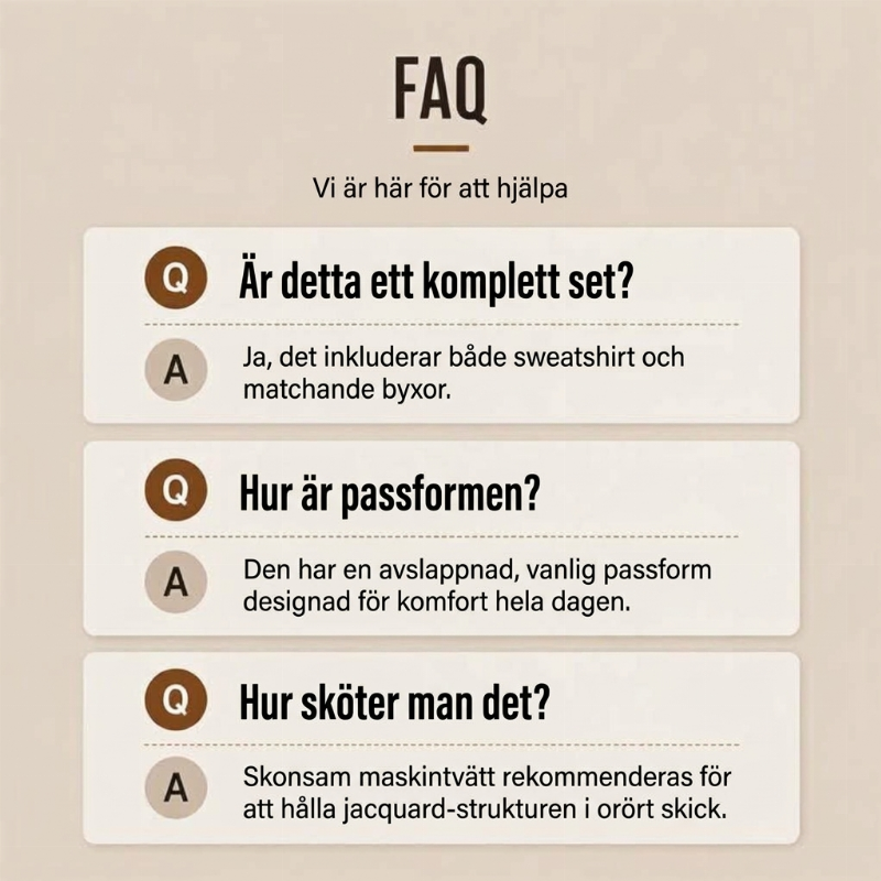 Set för män: Jacquard-bokstäver sweatshirt och byxor med dragsko