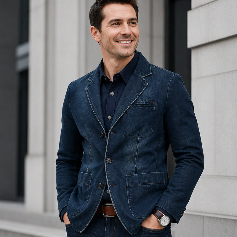 Stilslimmad jeansblazer för män