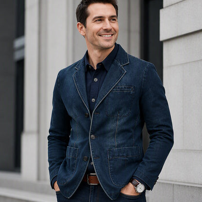 Stilslimmad jeansblazer för män