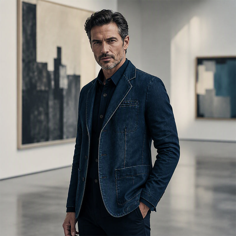 Stilslimmad jeansblazer för män