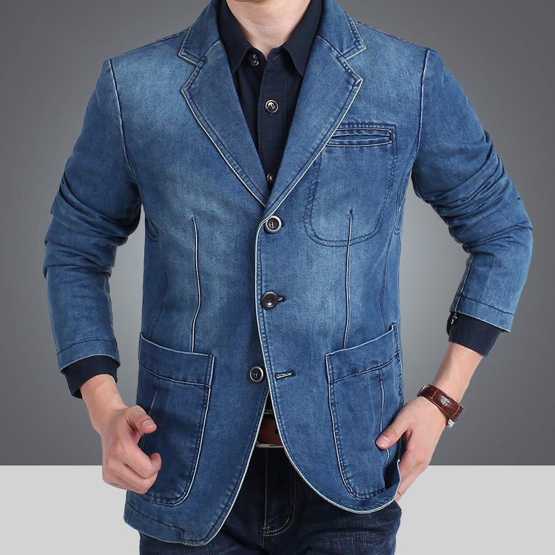 Stilslimmad jeansblazer för män