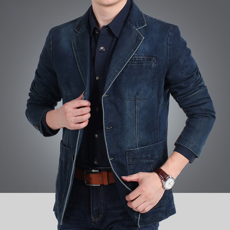 Stilslimmad jeansblazer för män