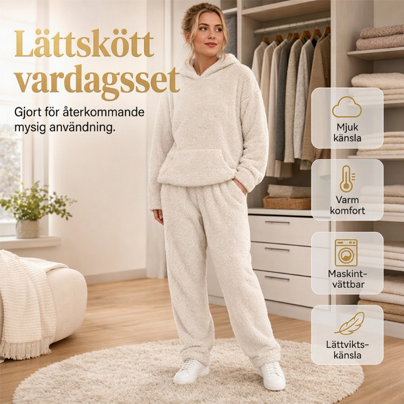 ☁️ Mysigt vinter-set ✨ Fleece-hemkläder för damer med huvtröja och byxor – mjuka, varma och bekväma