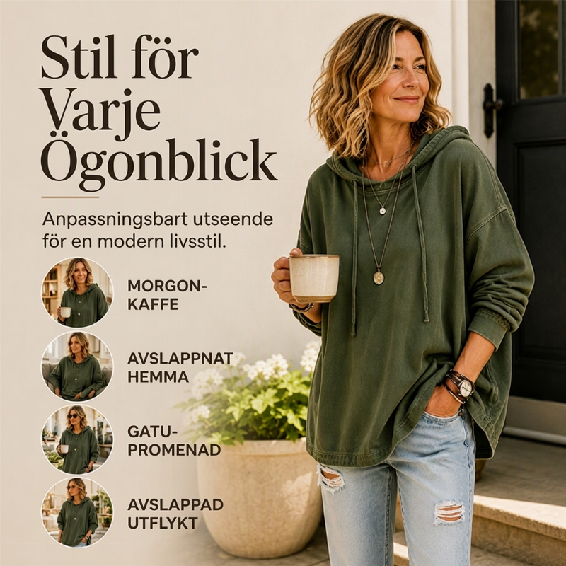 📢🎉50 % rabatt!!!🛍️✨Avslappnad jeanshoodie för damer