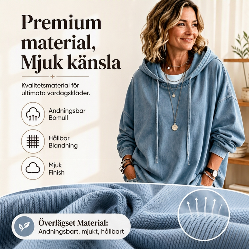 📢🎉50 % rabatt!!!🛍️✨Avslappnad jeanshoodie för damer
