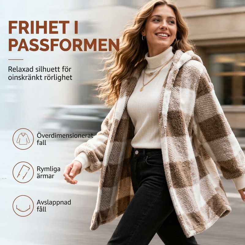 Damernas löskopplade rutiga färgblockade huvkofta