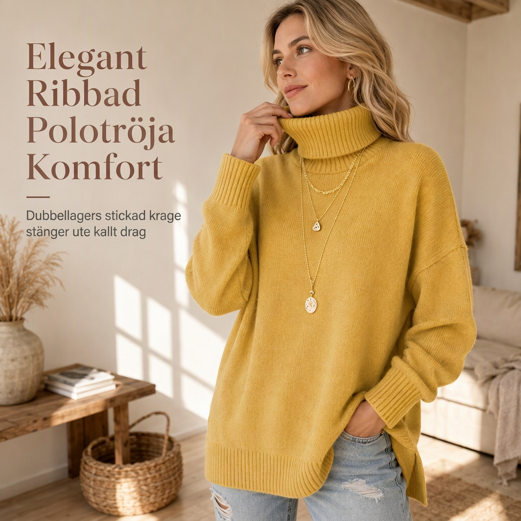 Lös stickad turtleneck-tröja för kvinnor