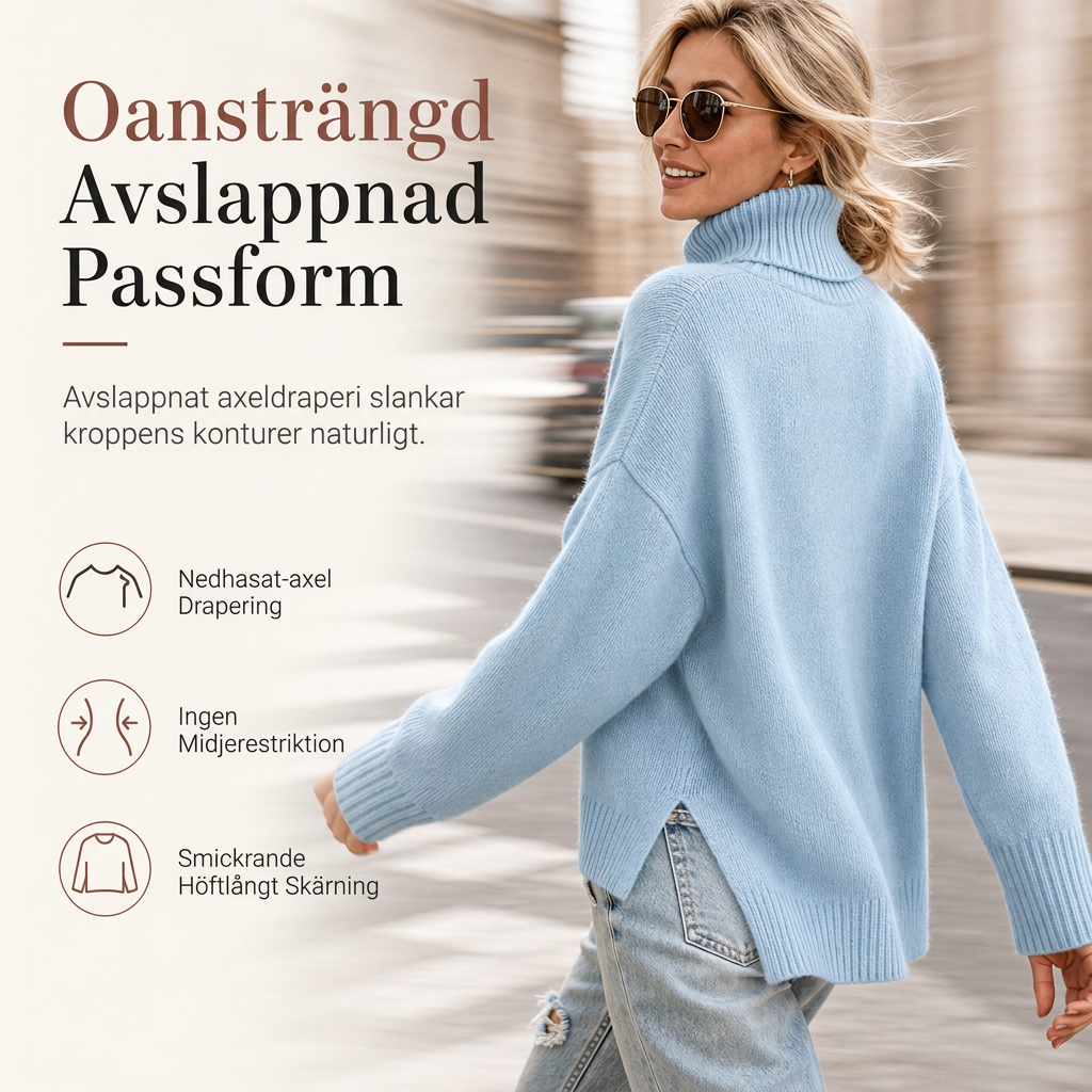 Lös stickad turtleneck-tröja för kvinnor