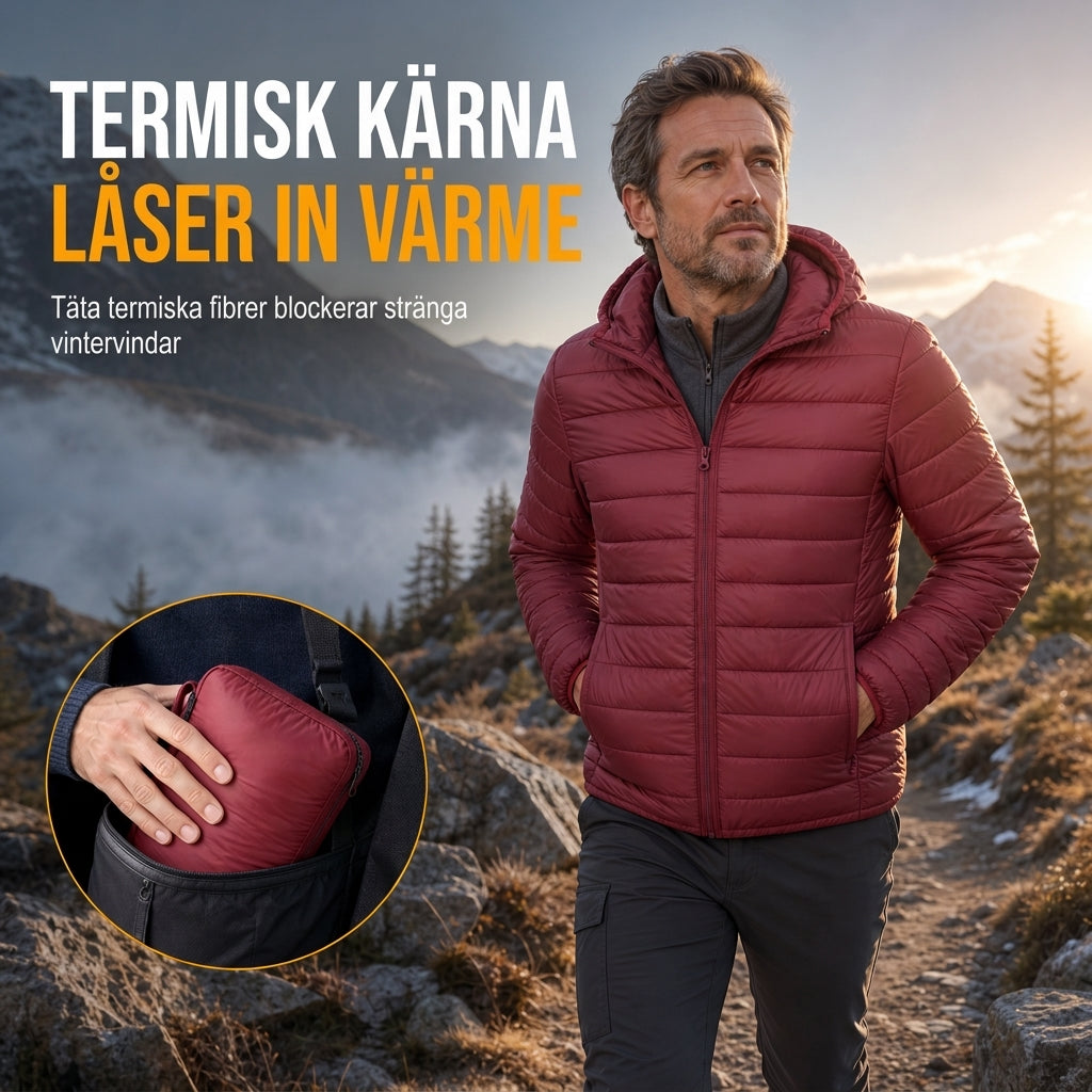 📢🎉50 % rabatt!!!🛍️✨Lätt, quiltad bomullsjacka för män med huva, kort modell, avslappnad stil, för vintern, i stora storlekar