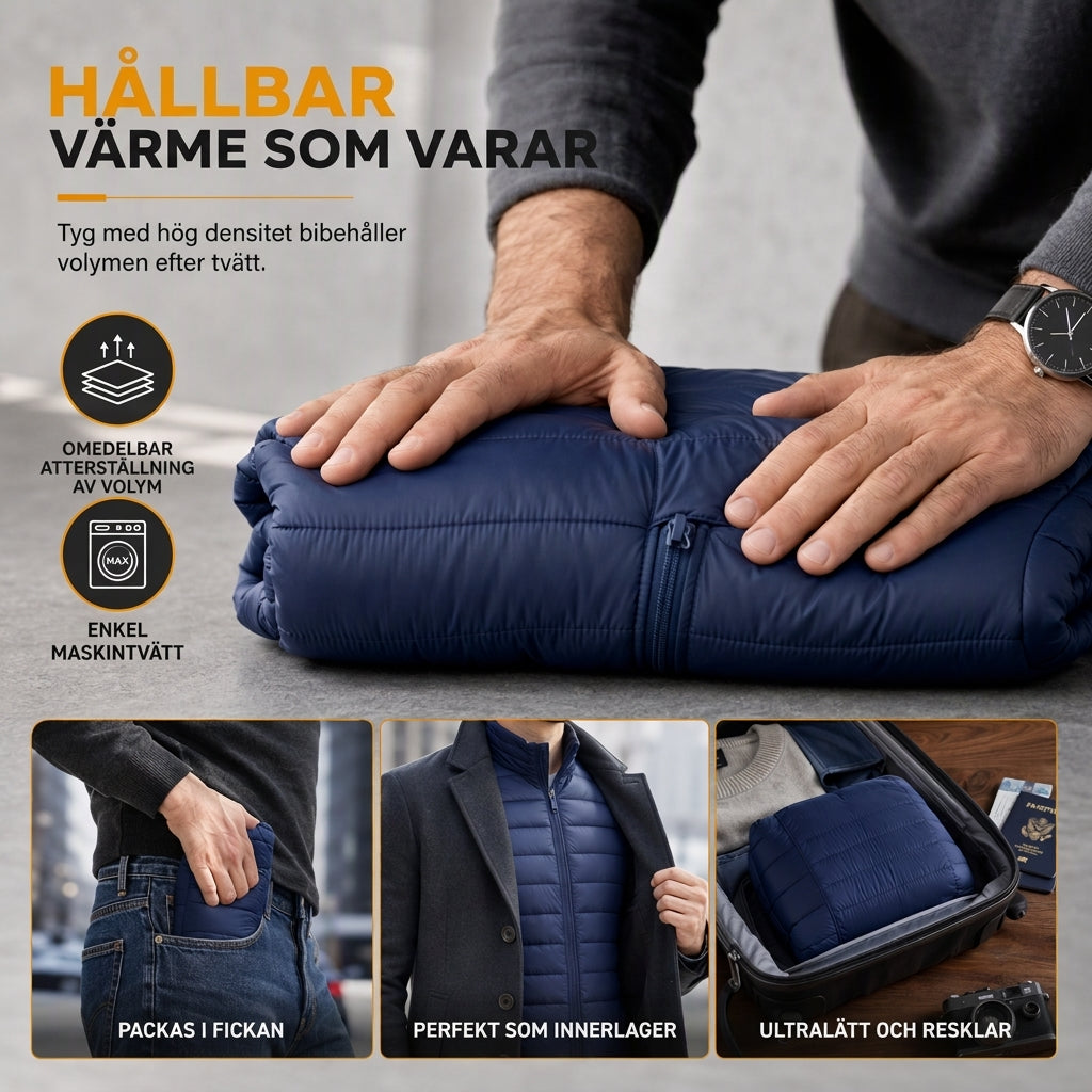 📢🎉50 % rabatt!!!🛍️✨Lätt, quiltad bomullsjacka för män med huva, kort modell, avslappnad stil, för vintern, i stora storlekar