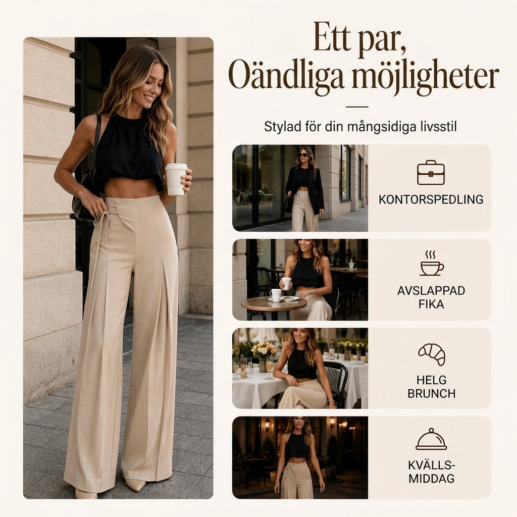⏰ Sista dagen på rean – 50 % RABATT ✨Casualbyxor för dam med hög midja och vida ben