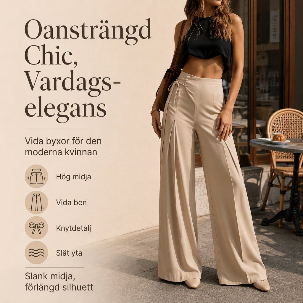 ⏰ Sista dagen på rean – 50 % RABATT ✨Casualbyxor för dam med hög midja och vida ben