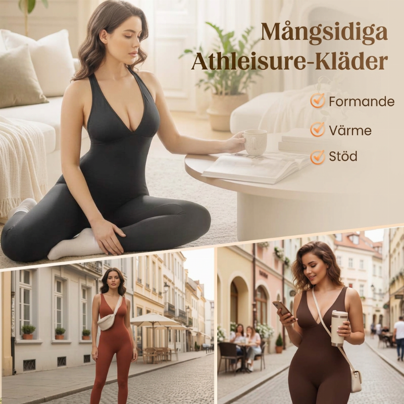 🥳HEFTIG REA 2026🥳💞ÖVER 50 000 SÅLDA EXEMPLAR!👵❤️ 35% RABATT! Heltidselasticerad jumpsuit med V-ringning för träning och yoga