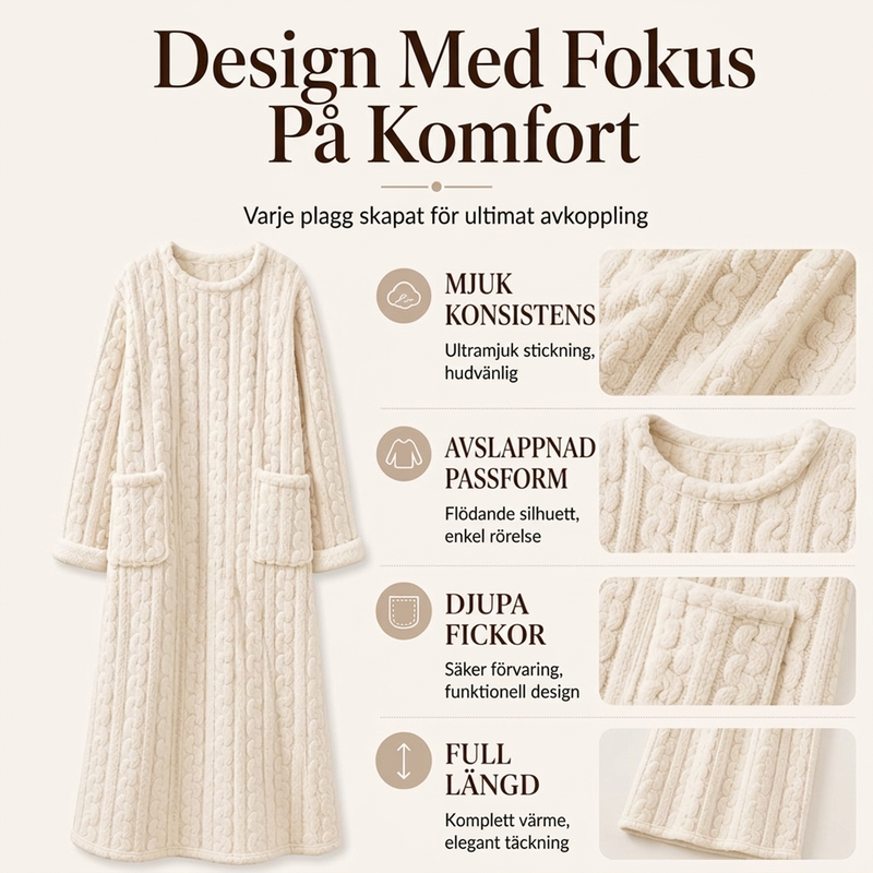 Varm Plush Lång Nattskjorta för Kvinnor