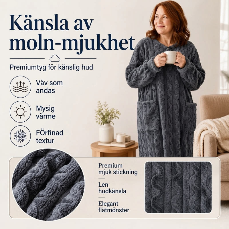 Varm Plush Lång Nattskjorta för Kvinnor