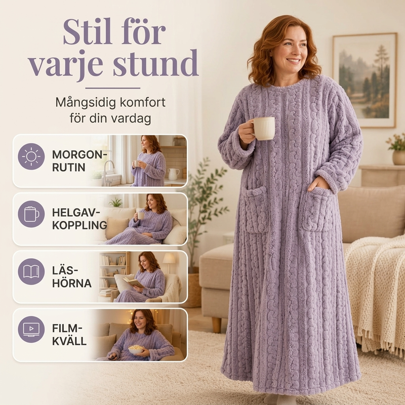 Varm Plush Lång Nattskjorta för Kvinnor