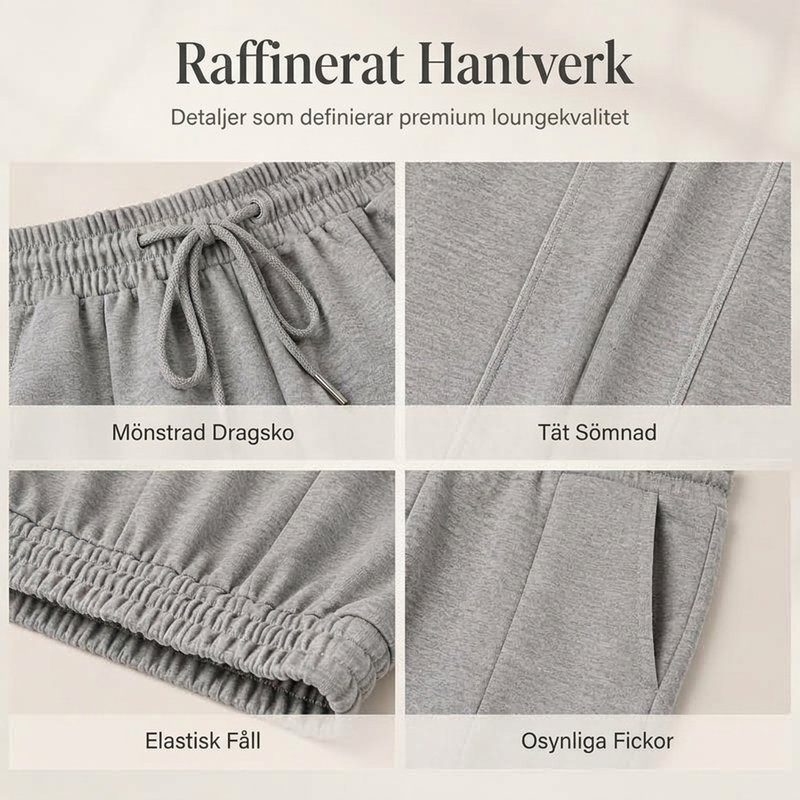 🍂✨Casual byxor i bred modell med dragsko och resårmidja för dam