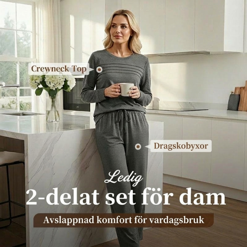 Nya ankomster📦 Avslappnat set med topp och byxor med dragsko för dam