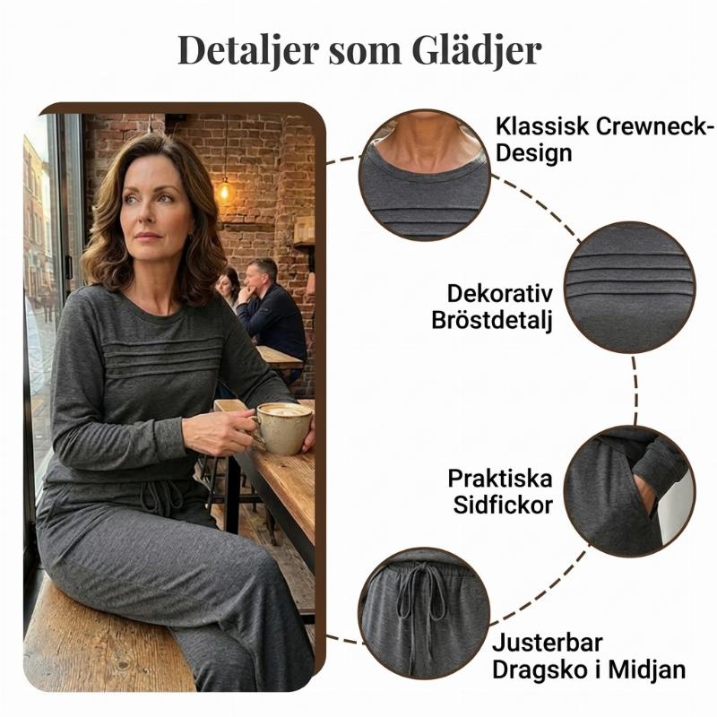 Nya ankomster📦 Avslappnat set med topp och byxor med dragsko för dam
