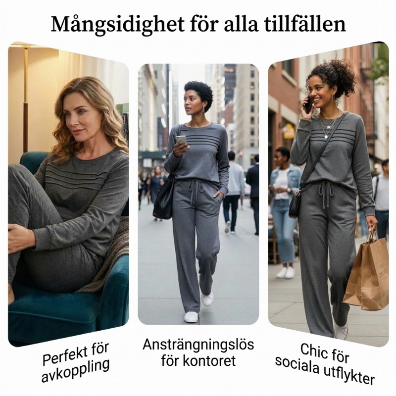 Nya ankomster📦 Avslappnat set med topp och byxor med dragsko för dam
