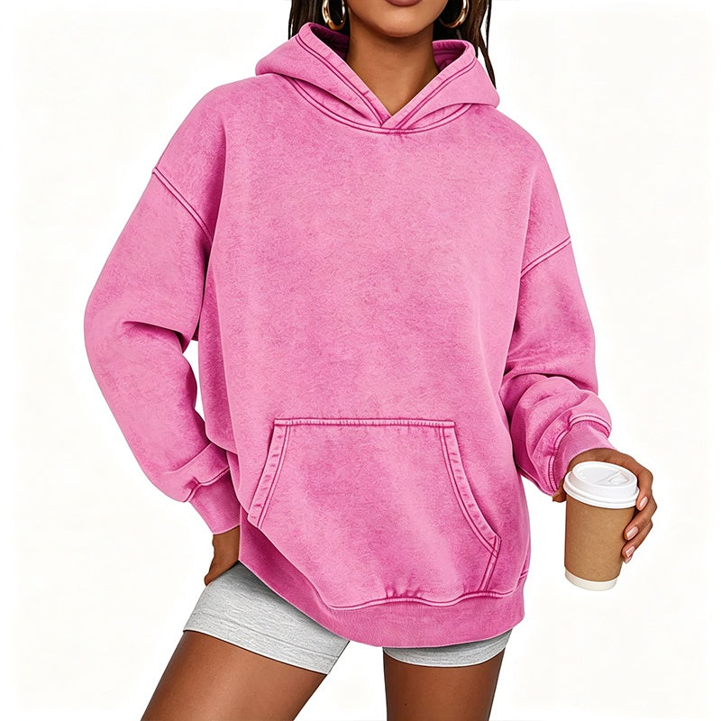 ⌛Tidsbegränsat erbjudande – Unisex-hoodie i avslappnad stil, oversized, med acid wash-effekt