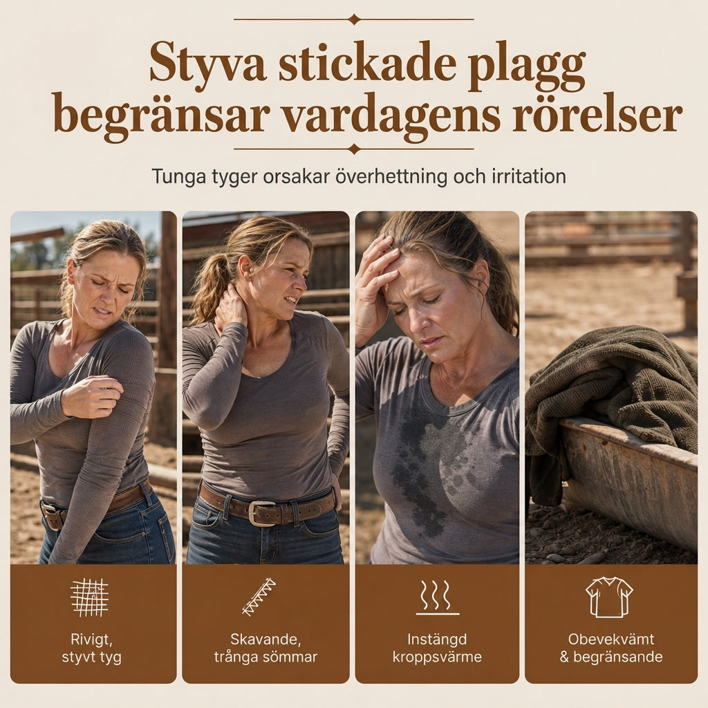 🔥Populär produkt! ✨Raglan-tröja med långa ärmar i western- och ranchstil för damer, i strukturerat våffelstickat tyg och med rundad nederkant