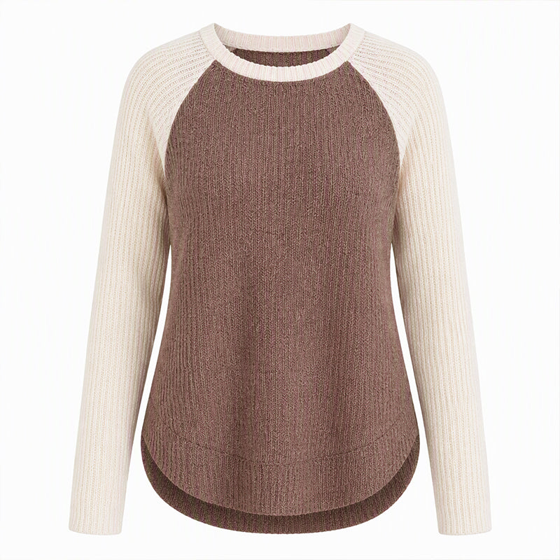 🔥Populär produkt! ✨Raglan-tröja med långa ärmar i western- och ranchstil för damer, i strukturerat våffelstickat tyg och med rundad nederkant