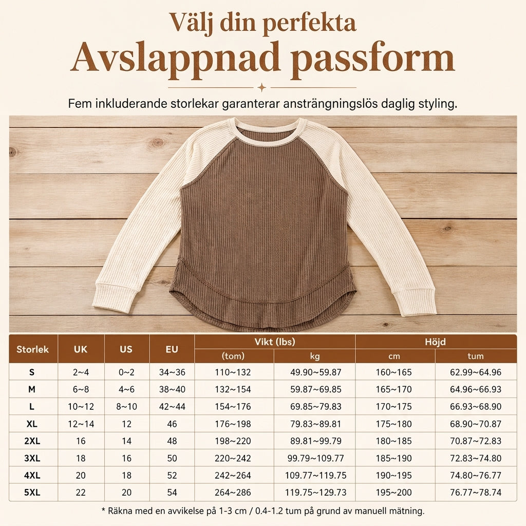🔥Populär produkt! ✨Raglan-tröja med långa ärmar i western- och ranchstil för damer, i strukturerat våffelstickat tyg och med rundad nederkant