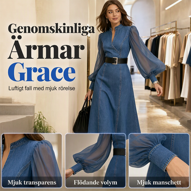 Slankande jeansklänning för kvinnor