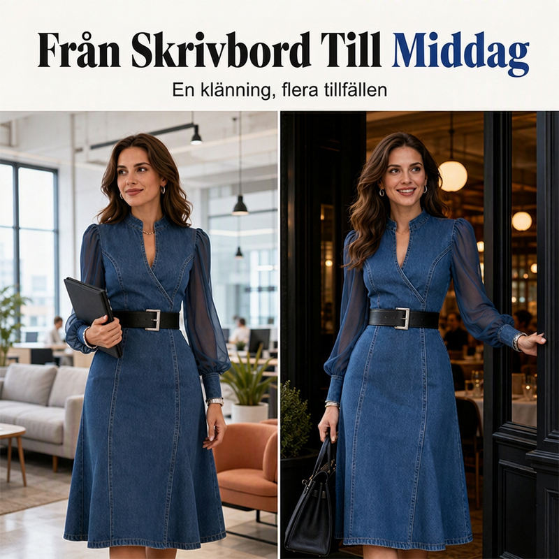 Slankande jeansklänning för kvinnor