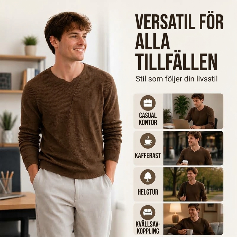 Lösa rundhalsade stickade toppar för herrar