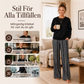 🖤Black Friday – Förhandstillgång: 50 % Rabatt🖤Damsätt i vardagsstil med crewneck-topp och mönstrade byxor