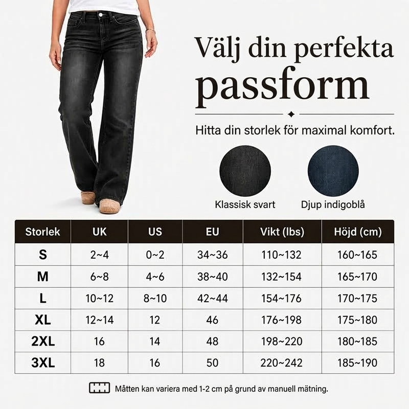🖤Black Friday – Förhandstillgång: 40 % Rabatt🖤 Högt midjade, bredbenta stretchjeans för kvinnor