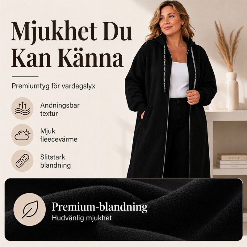 ✈️Fri frakt🧥Lång fritidsjacka med dragkedja och huva för dam