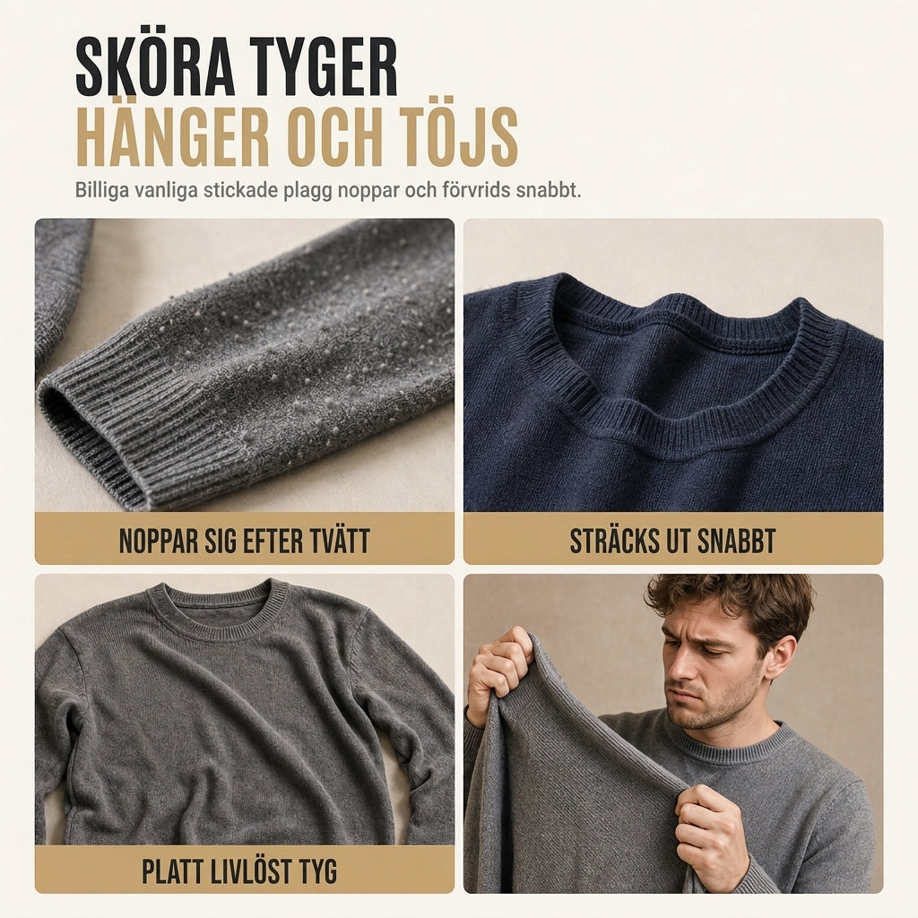 Herrtröja med långa ärmar, rund hals och tjockare jacquardmönster