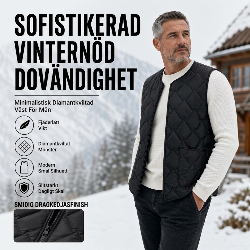 🖤Black Friday – Förhandstillgång: 40 % Rabatt🖤Varmt vinterväst i diamantkviltat tyg för män