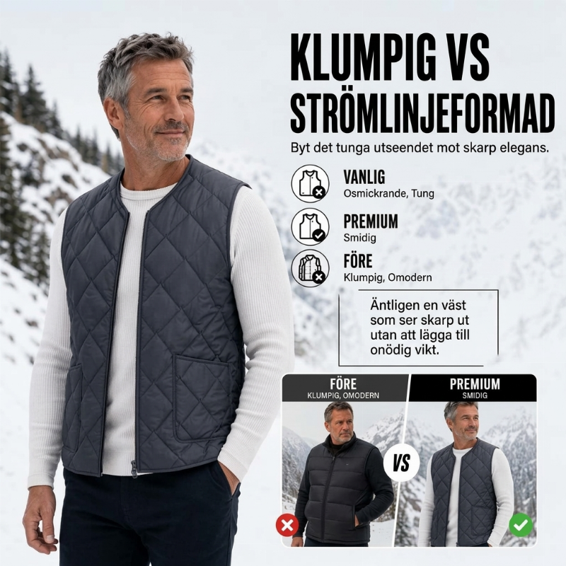 🖤Black Friday – Förhandstillgång: 40 % Rabatt🖤Varmt vinterväst i diamantkviltat tyg för män