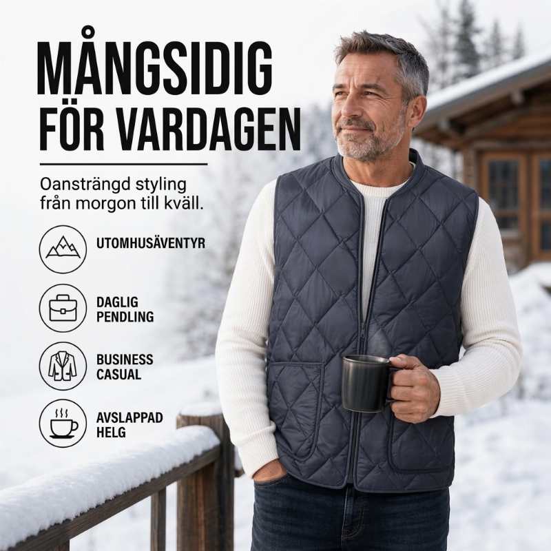 🖤Black Friday – Förhandstillgång: 40 % Rabatt🖤Varmt vinterväst i diamantkviltat tyg för män