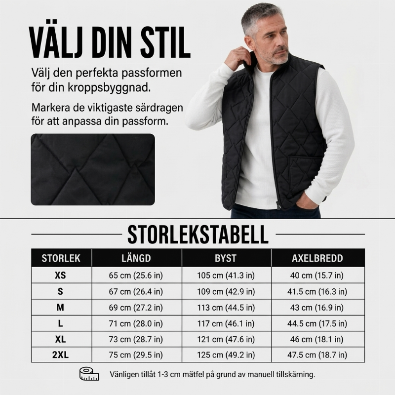 🖤Black Friday – Förhandstillgång: 40 % Rabatt🖤Varmt vinterväst i diamantkviltat tyg för män