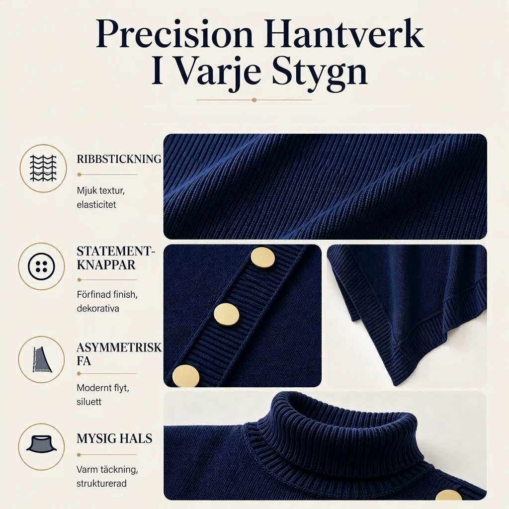 Flickors Asymmetrisk Turtleneck Poncho Stickad Tröja