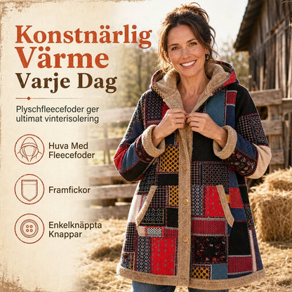 🖤Black Friday – Förhandstillgång: 40 % Rabatt🖤Varm Hoodie Dam – Mjuk Fleecefodrad Huvtröja med Vintage Tryck, Mysig Komfort & Vinterstil
