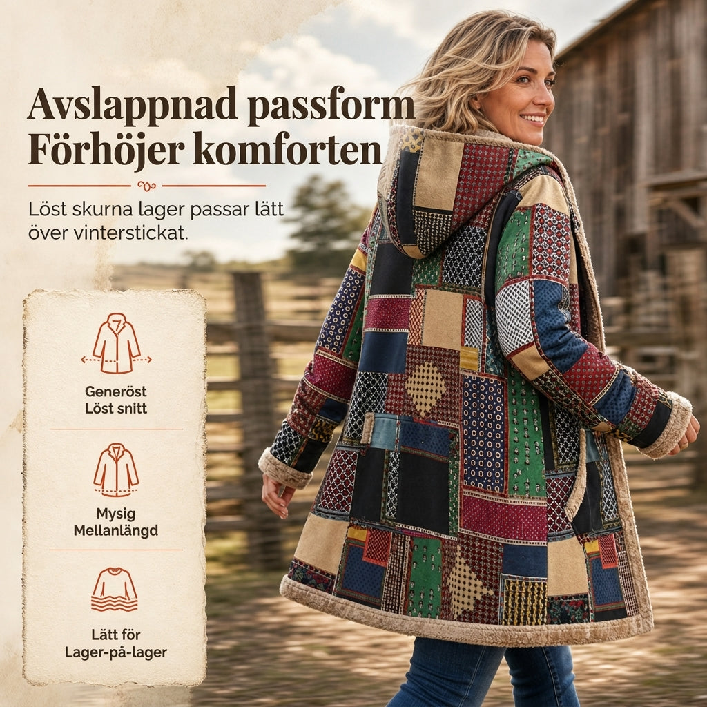🖤Black Friday – Förhandstillgång: 40 % Rabatt🖤Varm Hoodie Dam – Mjuk Fleecefodrad Huvtröja med Vintage Tryck, Mysig Komfort & Vinterstil