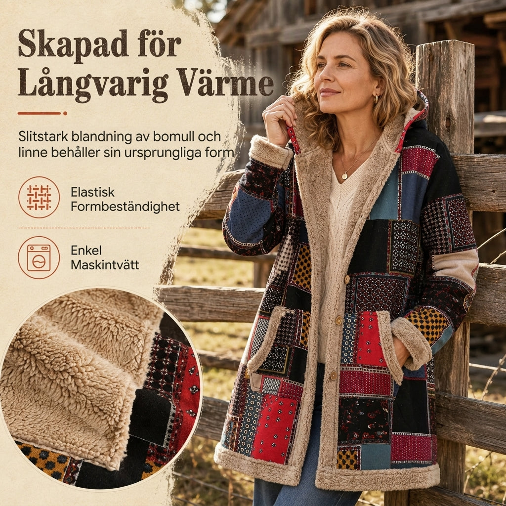 🖤Black Friday – Förhandstillgång: 40 % Rabatt🖤Varm Hoodie Dam – Mjuk Fleecefodrad Huvtröja med Vintage Tryck, Mysig Komfort & Vinterstil