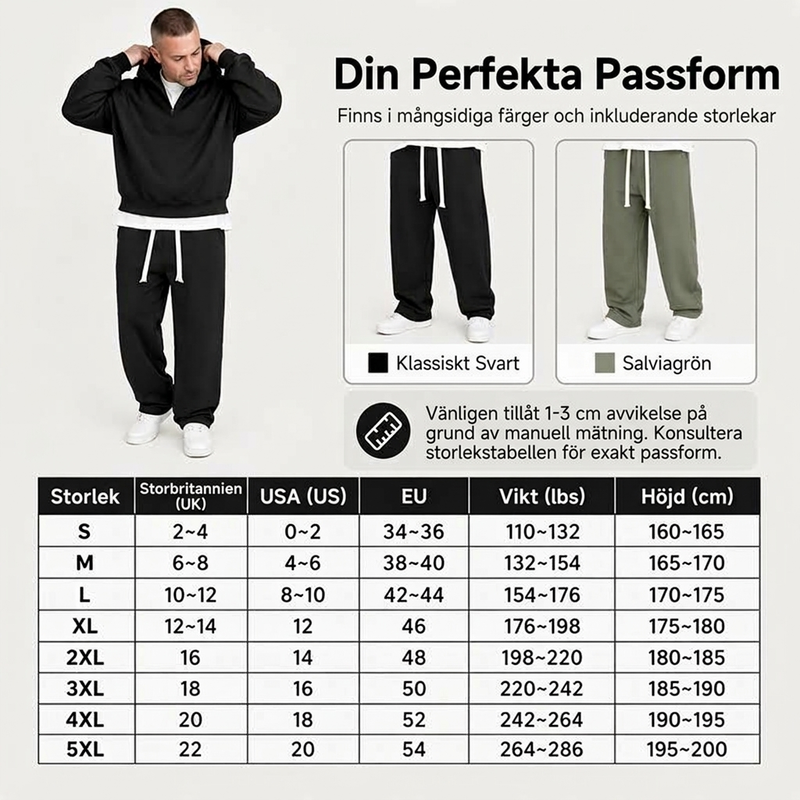 Fri frakt✈️Lösning för män: Halv-zip huvtröja med bredbyxor i avslappnad stil