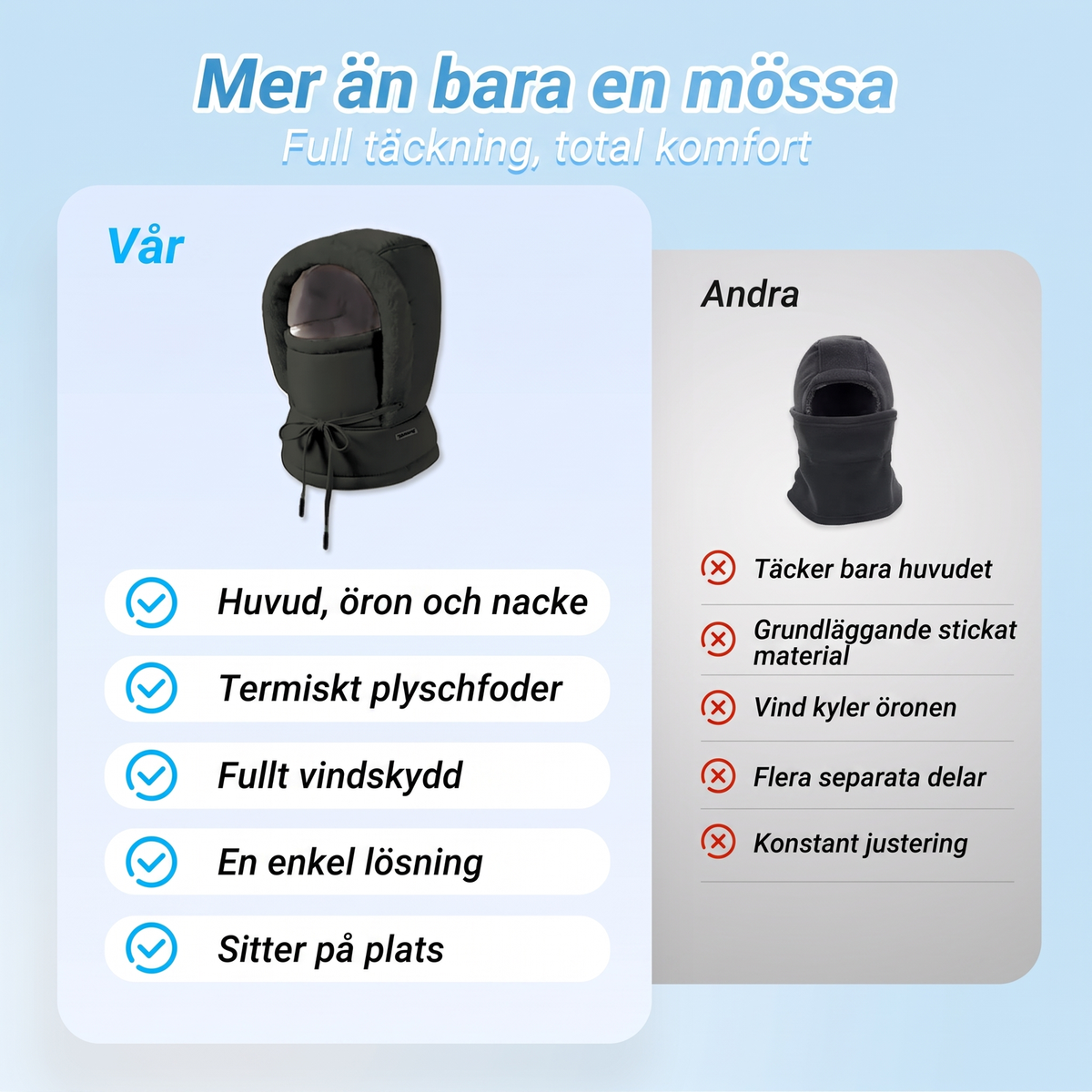 Tjock fodrad termisk mössa med plyschfoder och ansiktsmask