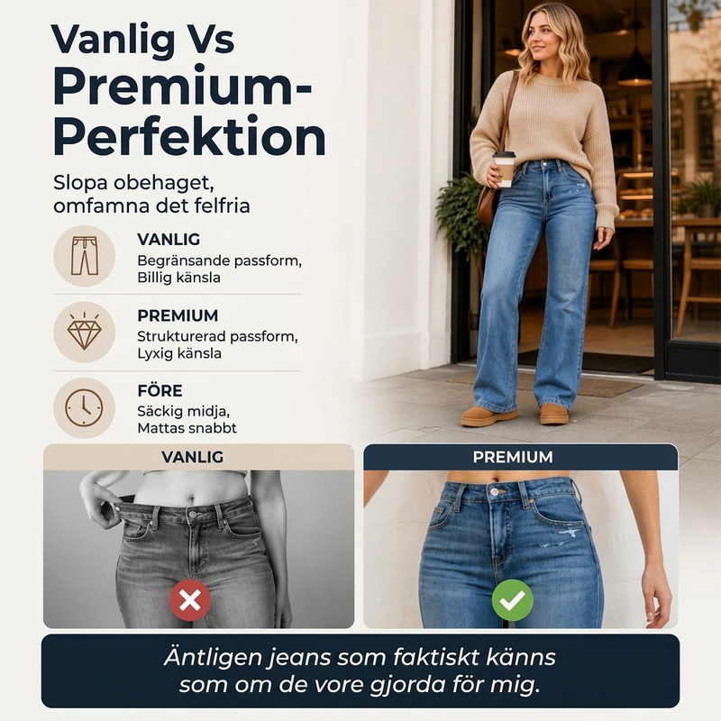 Casual stretchiga högmidjejeans för kvinnor