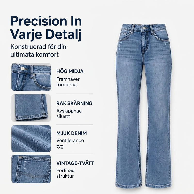 Casual stretchiga högmidjejeans för kvinnor